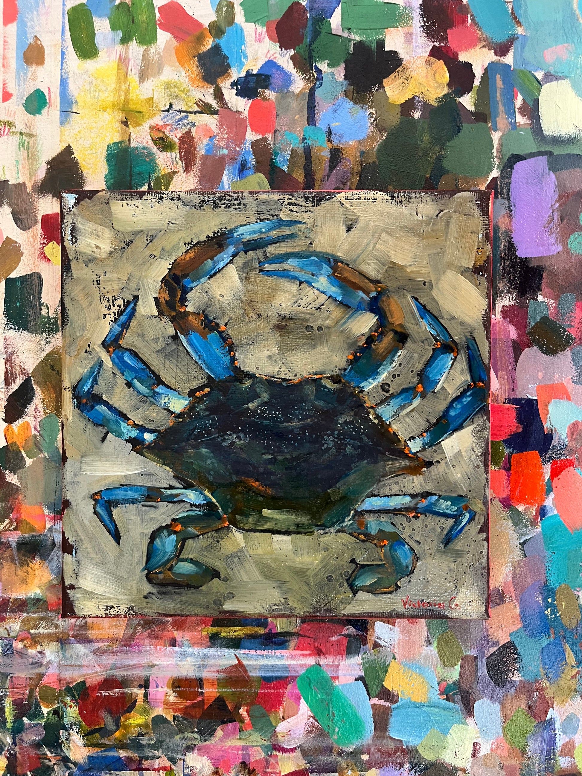Abstract painting of a crab