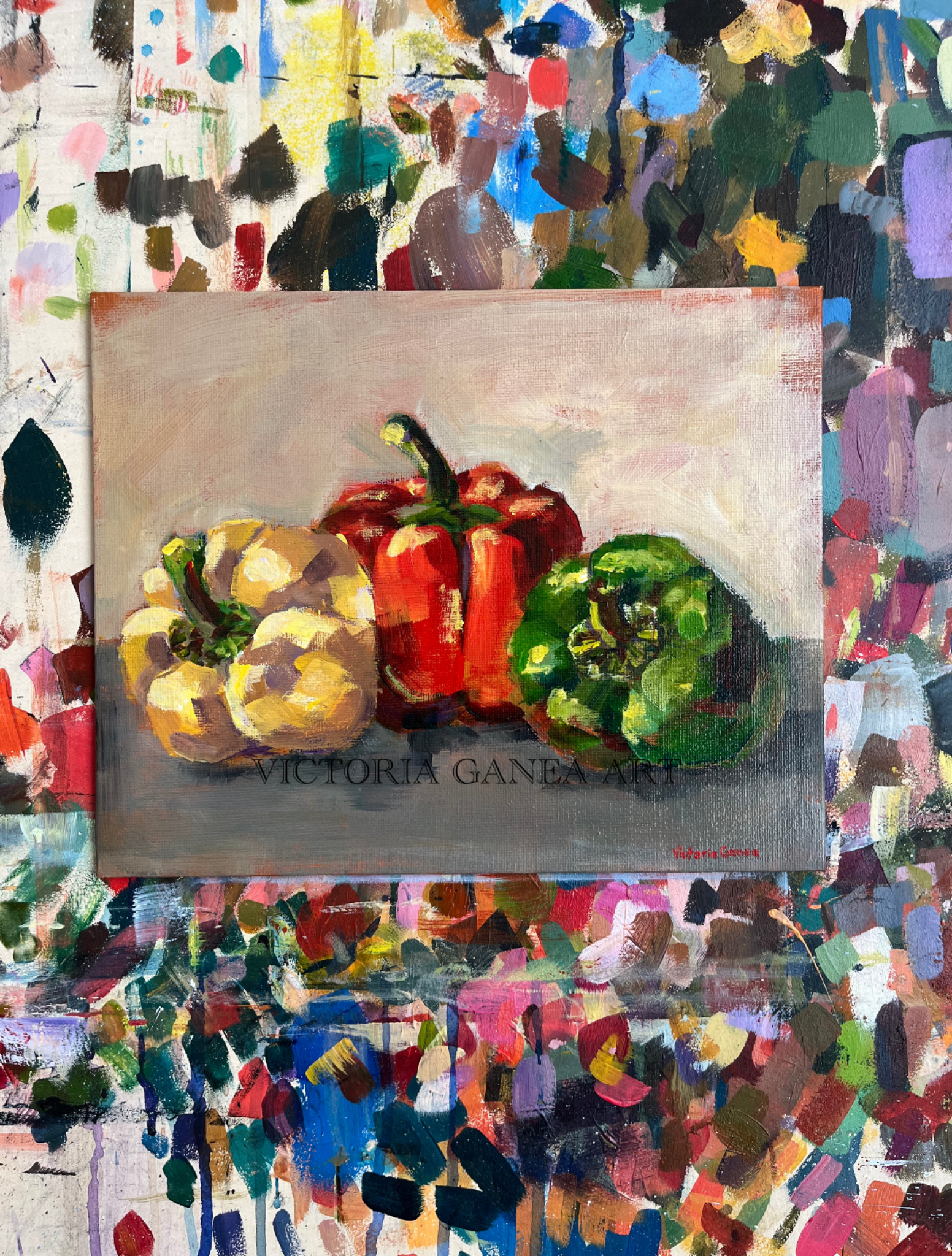 Painting of peppers by Victoria Ganea o